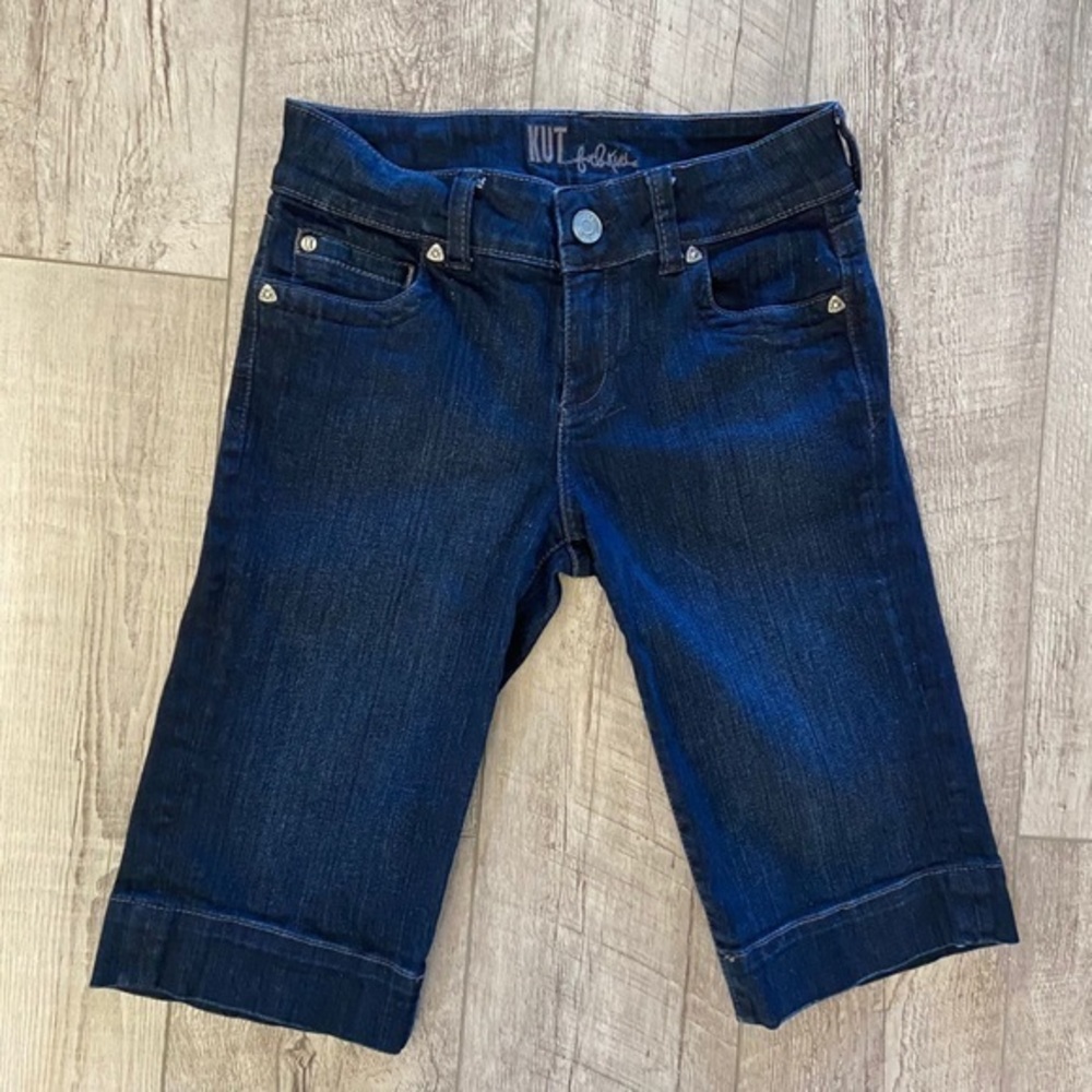 Kut From The Kloth Size 2 Bermuda‎ Shorts Blue Demin Wide Hem